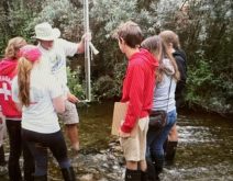 Young people assessing water quality